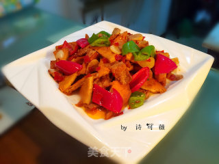家常小炒（豆腐炒肉片）的做法步骤：17