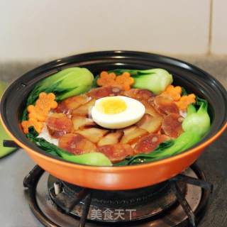 塔吉锅懒人美食-----腊味煲仔饭的做法步骤：7