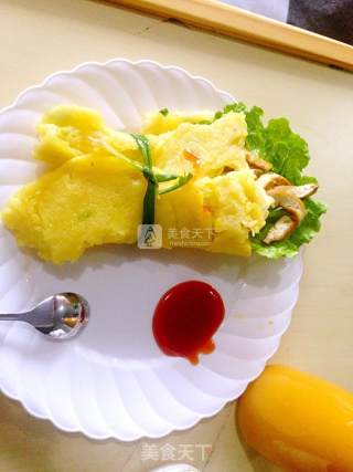 蛋饼卷，紫薯盆栽，南瓜奶昔的做法步骤：2