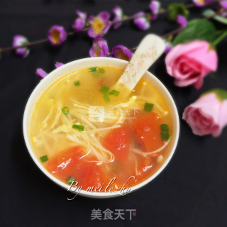 番茄金针菇蛋花汤的做法步骤：9