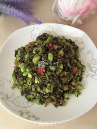 咸菜炒毛豆的做法步骤：7