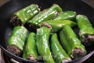 肉酿青椒的做法步骤：5