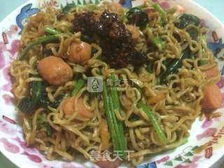 菠菜火腿炒面的做法步骤：3