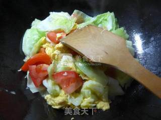 番茄鸡蛋炒圆白菜的做法步骤：8