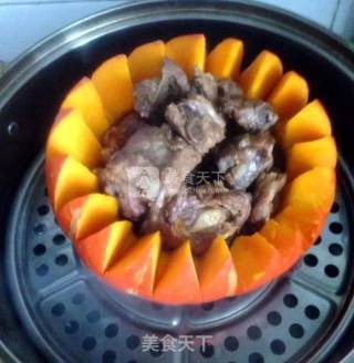 金瓜蒸排骨的做法步骤：8