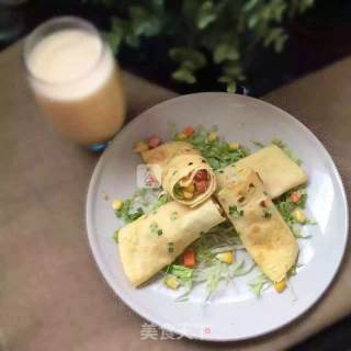《玉米牛奶煎饼》玉米汁一杯 早餐营养 妈妈对宝宝的爱的做法步骤：4
