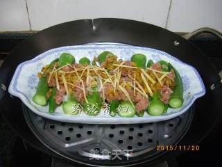 肉沫蒸秋葵的做法步骤：5