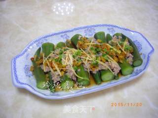 肉沫蒸秋葵的做法步骤：7