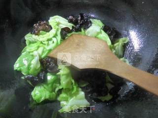 黑木耳炒圆白菜的做法步骤：9
