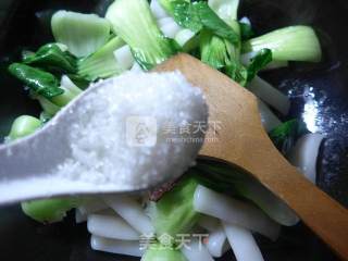 青菜烧年糕的做法步骤：5