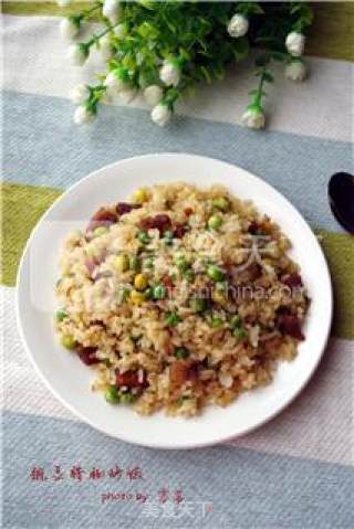【豌豆菇凉与腊肠先生的邂逅】豌豆腊肠炒饭的做法步骤：10