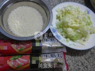 圆白菜牛筋丸大米粥的做法步骤：1