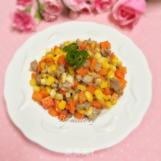 玉米胡萝卜炒肉末的做法步骤：10