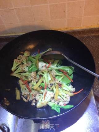 豆豉煸有机花菜的做法步骤：6