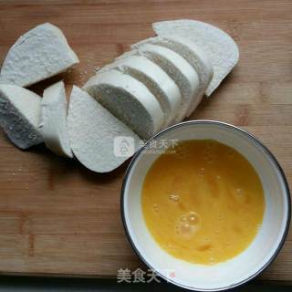 快手饭煎鸡蛋馒头干的做法步骤：2