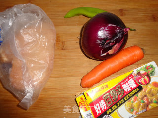 咖喱鸡肉饭的做法步骤：1