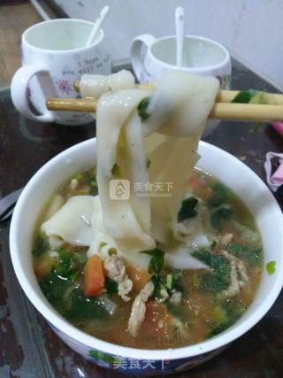 肉丝西红柿菠菜面片汤的做法步骤：8