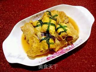 蛋皮包肉馅豆腐的做法步骤：17