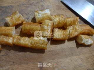 油菜蕻油条年糕汤的做法步骤：2