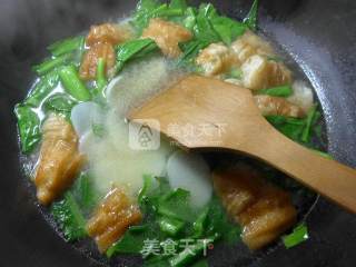油菜蕻油条年糕汤的做法步骤：9