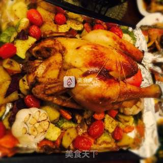 五彩缤纷烤鸡的做法步骤：12