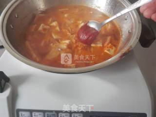 泡菜年糕豆腐汤的做法步骤：5