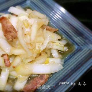 腊肠炒菜梗的做法步骤：7