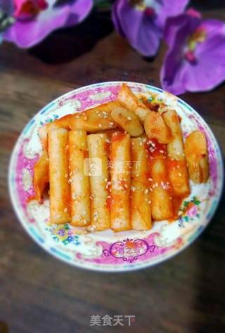 番茄酱炒年糕的做法步骤：6