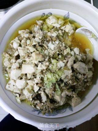 豆腐榨菜蒸肉糜的做法步骤：5