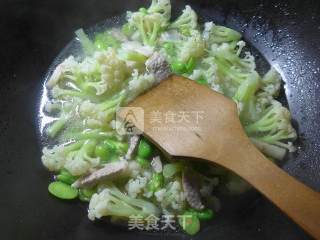 蚕豆猪肉花菜羹的做法步骤：8