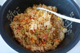 电饭煲香肠杂蔬煲仔饭的做法步骤：7