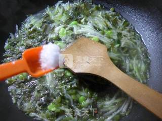 雪菜蚕豆夜开花羹的做法步骤：8