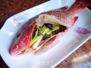 榄角蒸红鲷的做法步骤：3