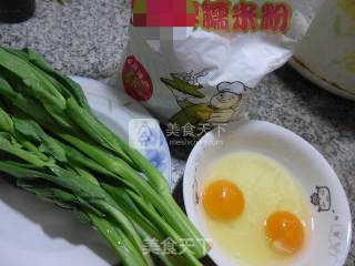 油菜蕻鸡蛋煮汤圆的做法步骤：1