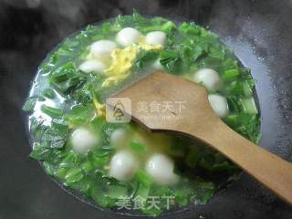 油菜蕻鸡蛋煮汤圆的做法步骤：14