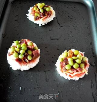 腊肉豌豆米饭小披萨的做法步骤：4