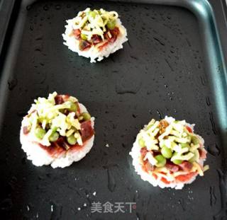 腊肉豌豆米饭小披萨的做法步骤：5