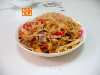 包菜香菇肉丝炒河粉的做法步骤：13