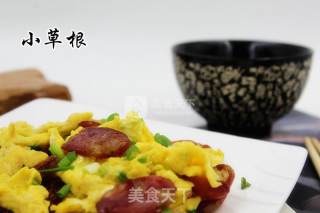 鸡蛋炒腊肠的做法步骤：9