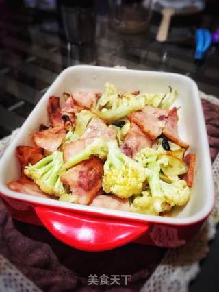 豆豉培根烤花菜的做法步骤：7