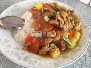 鸡腿咖喱饭的做法步骤：7