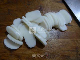 咖喱天菜芯煮年糕的做法步骤：2