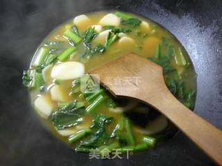 咖喱天菜芯煮年糕的做法步骤：8