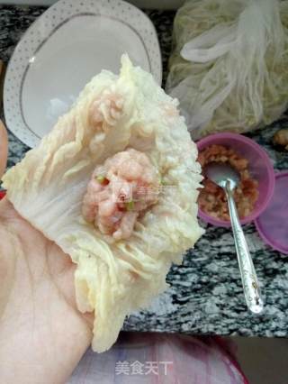白菜蒸肉丸的做法步骤：3