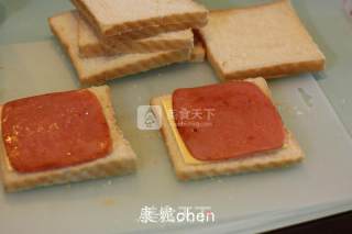 快手早餐（一）火腿杂蔬三文治的做法步骤：5