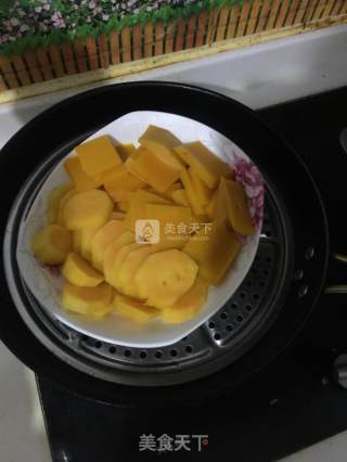 芝香红薯南瓜团的做法步骤：2