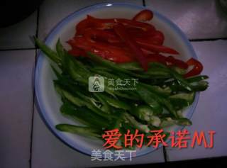 青红椒蒜苔肉丝的做法步骤：3