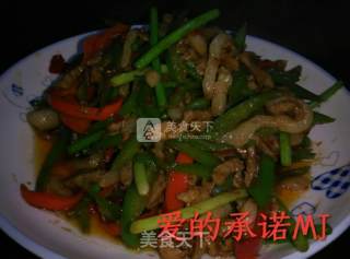 青红椒蒜苔肉丝的做法步骤：8