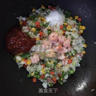 培根虾仁芝士焗饭的做法步骤：7