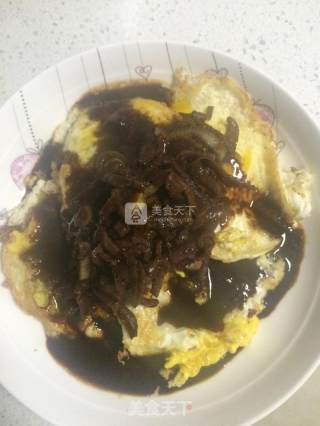 肉丝浇汁糖心煎蛋的做法步骤：2